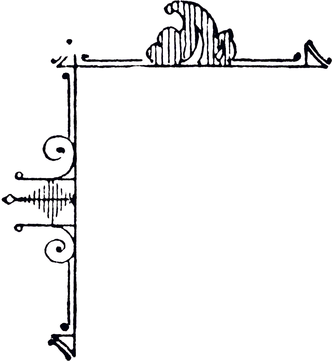 A medieval manuscript frame in black ink.