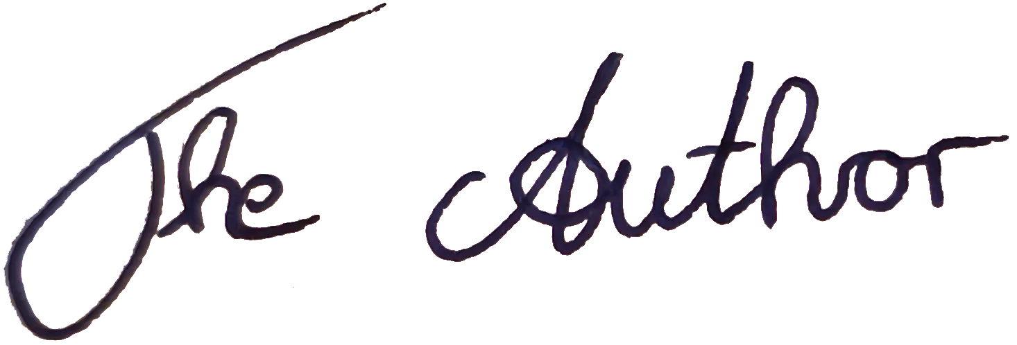 The author's signature, caligraphed in blue ink.